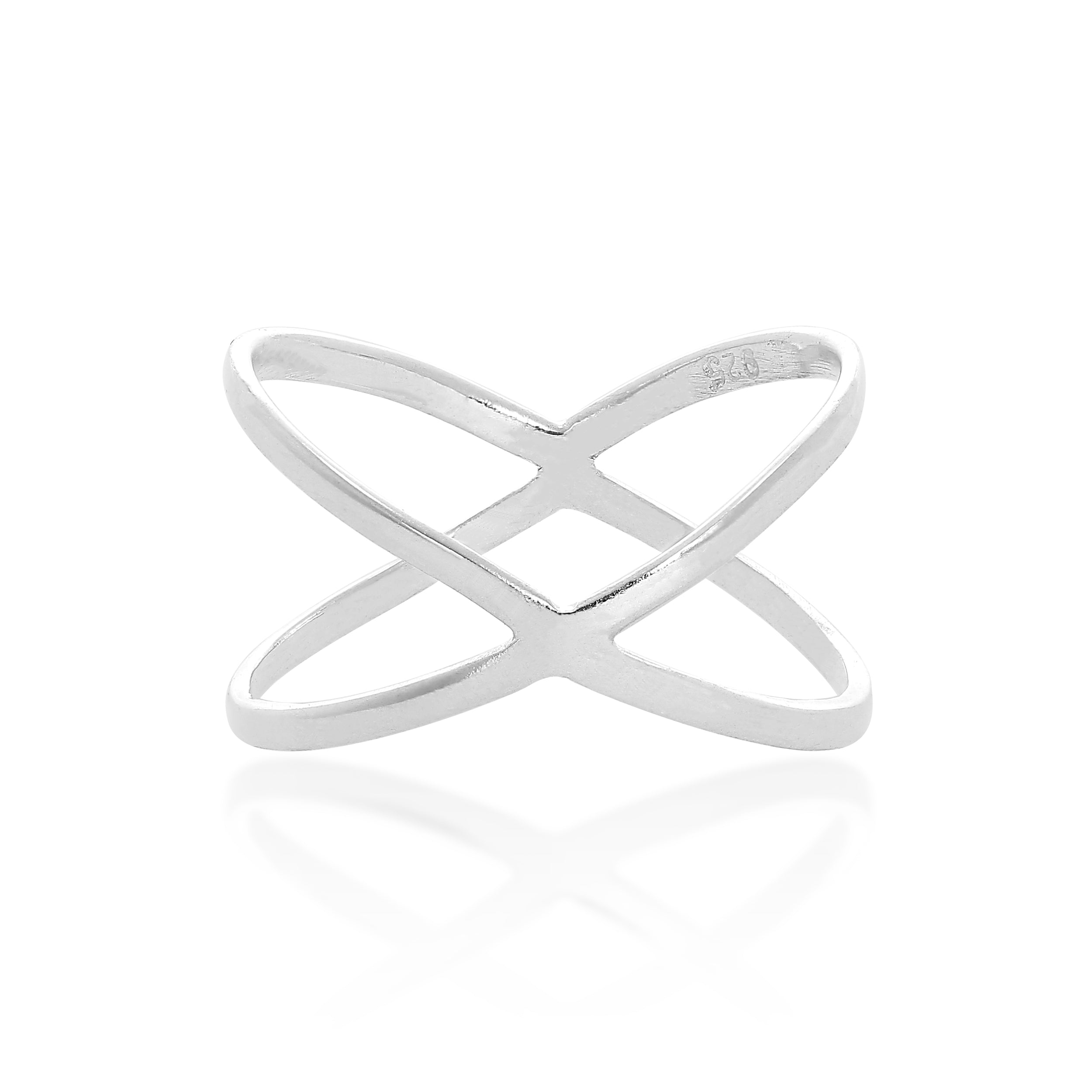 Sterling Silver Criss Cross Ring Sizes K - X
