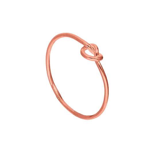 Rose Gold Plated Sterling Silver Heart Knot Ring Sizes I - U