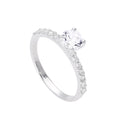 Sterling Silver & Clear CZ Crystal Ring w CZ Crystals on Shoulders Size J - V