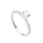 Sterling Silver & Clear CZ Crystal Ring w CZ Crystals on Shoulders Size J - V