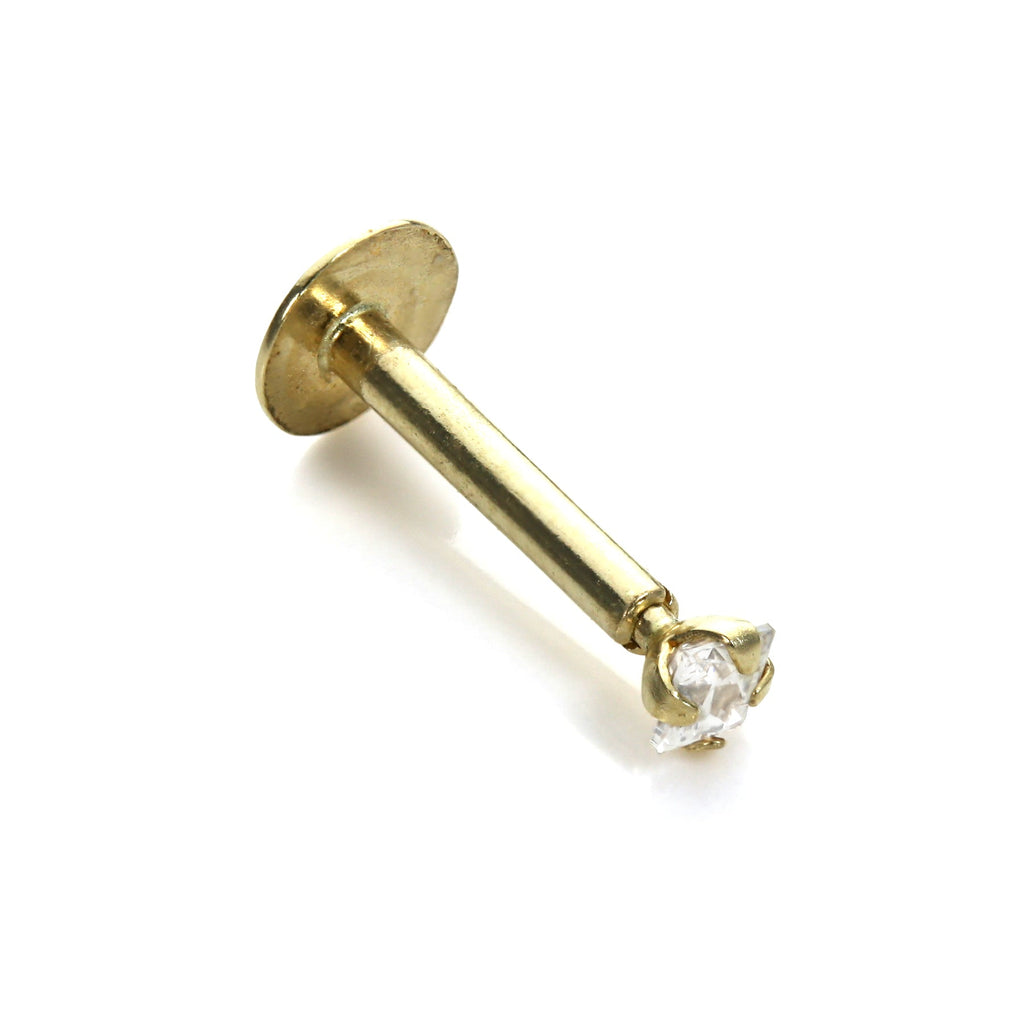 9ct Yellow Gold Clear CZ Lip Labret