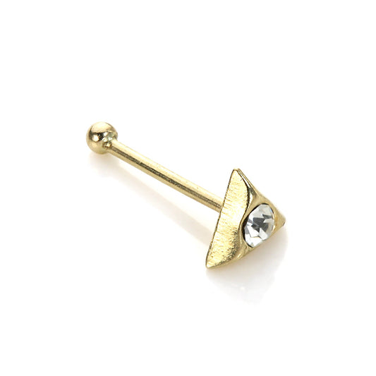 9ct Yellow Gold Clear CZ Triangle Nose Stud