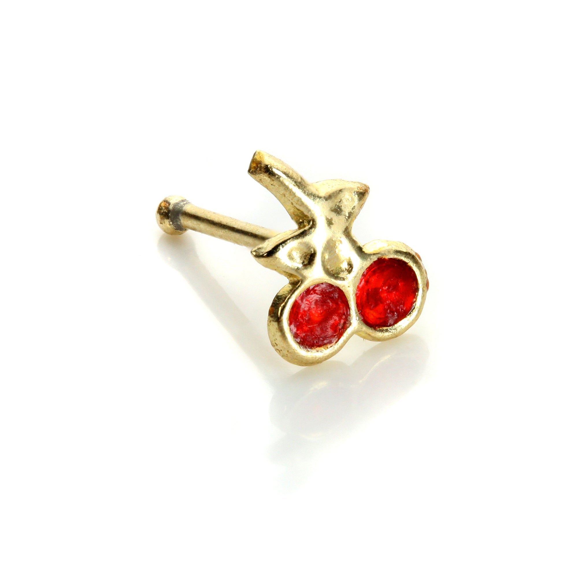 9ct Yellow Gold Cherries Nose Stud