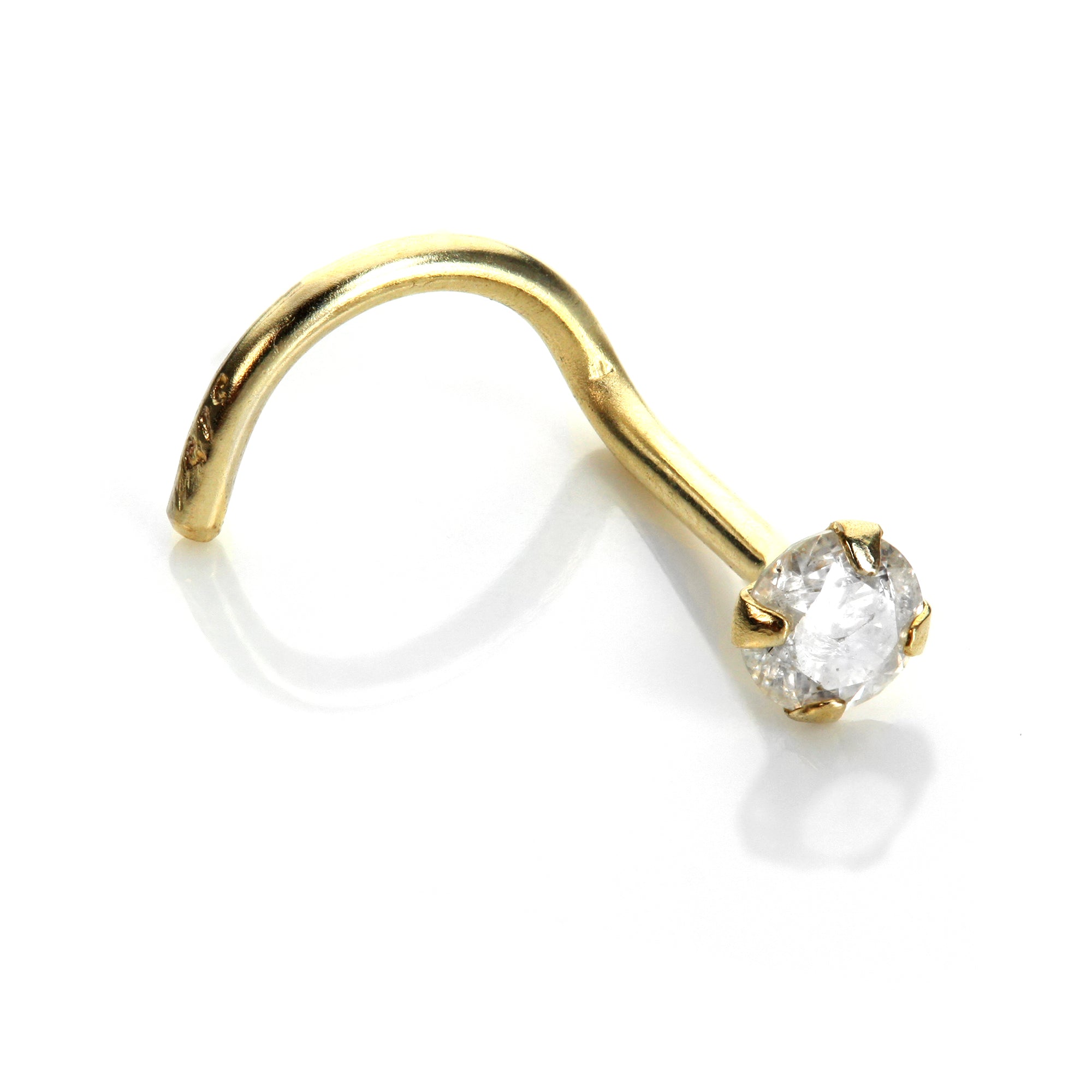 9ct Yellow Gold Diamond Nose Screw