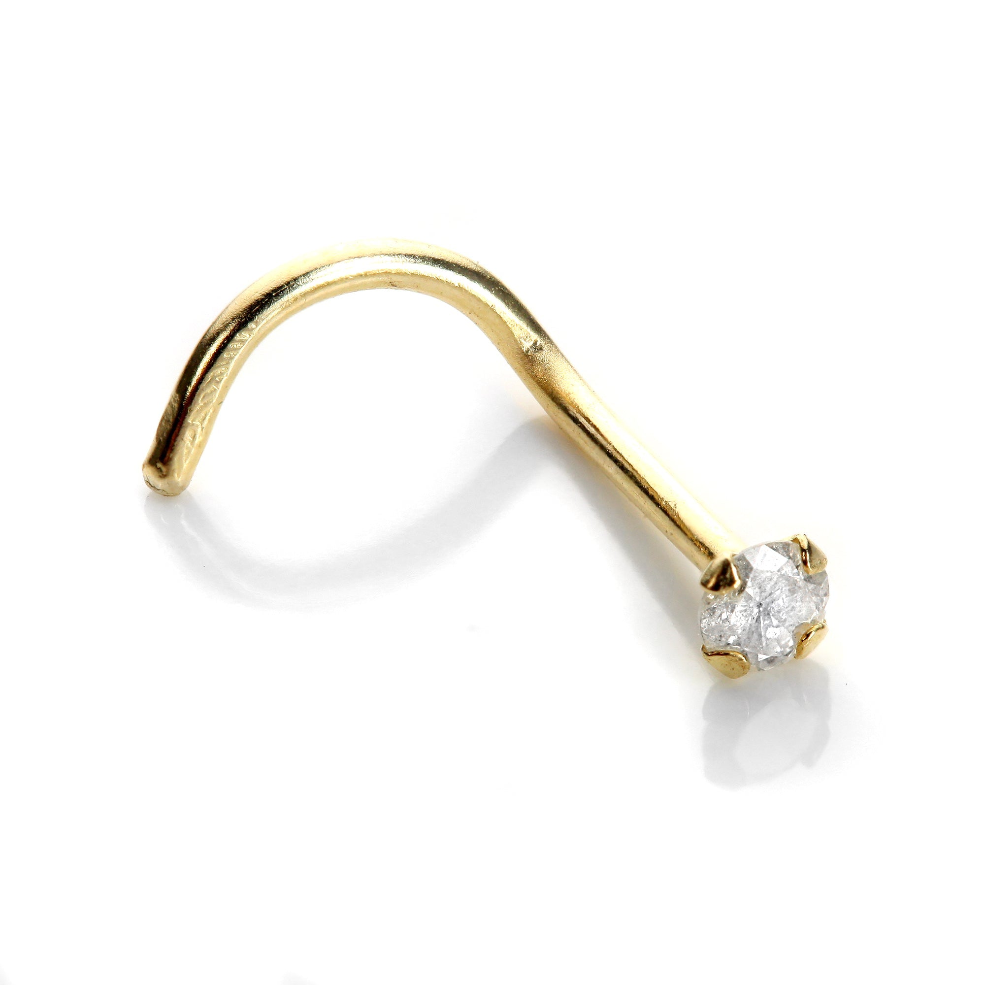 9ct Yellow Gold Diamond Nose Screw