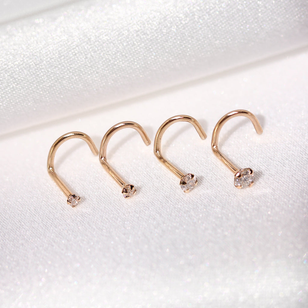 9ct Yellow Gold Diamond Nose Screw