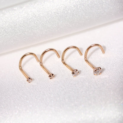 9ct Yellow Gold Diamond Nose Screw