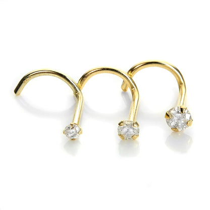 9ct Yellow Gold Diamond Nose Screw