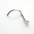 9ct White Gold Cubic Zirconia Crystal Nose Screw Hook