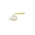 9ct Gold L-Shaped Crystal Nose Stud 1.5mm - 2.5mm