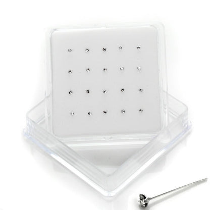20 Pack Sterling Silver 4 Prong Set CZ 2mm Nose Studs