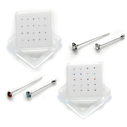 20 Pack Sterling Silver 4 Prong Set CZ 2mm Nose Studs