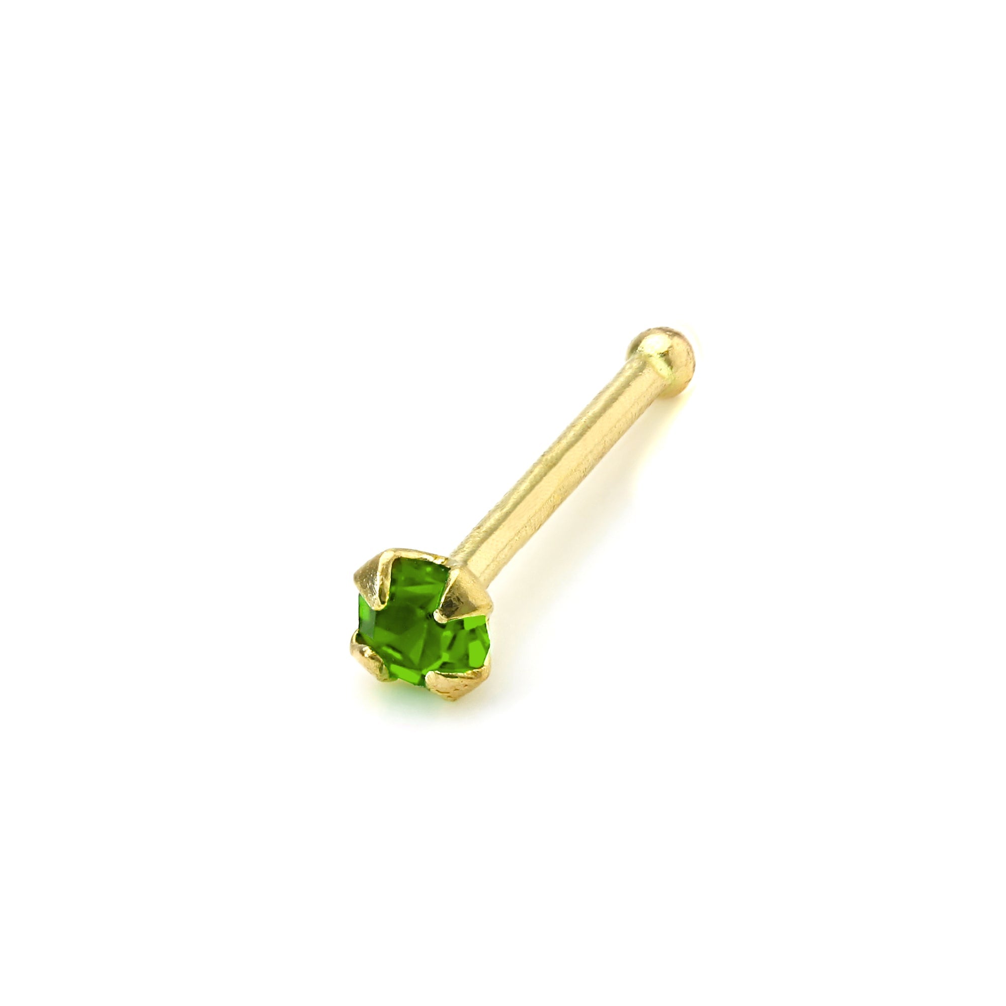 9ct Gold & 1.5mm CZ Crystal Prong Set Ball End Nose Pin