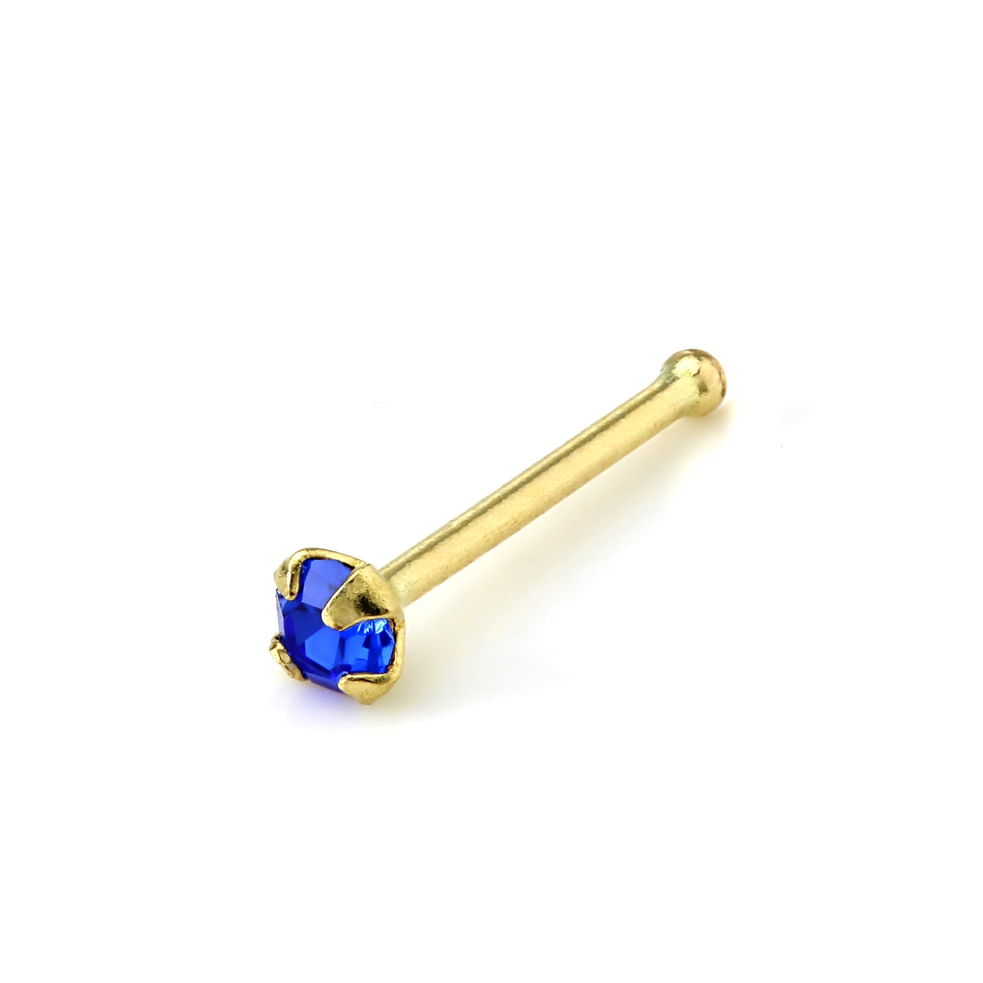 9ct Gold & 1.5mm CZ Crystal Prong Set Ball End Nose Pin