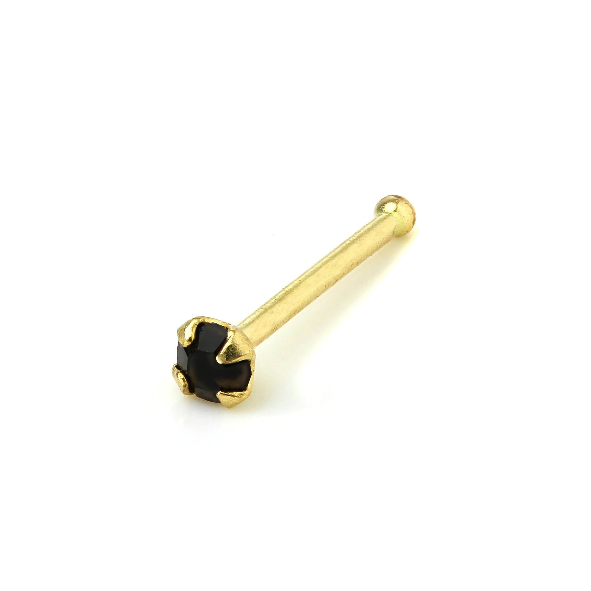 9ct Gold & 1.5mm CZ Crystal Prong Set Ball End Nose Pin