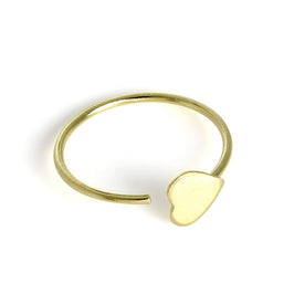 9ct Gold Flat Heart Open Nose Hoop Ring