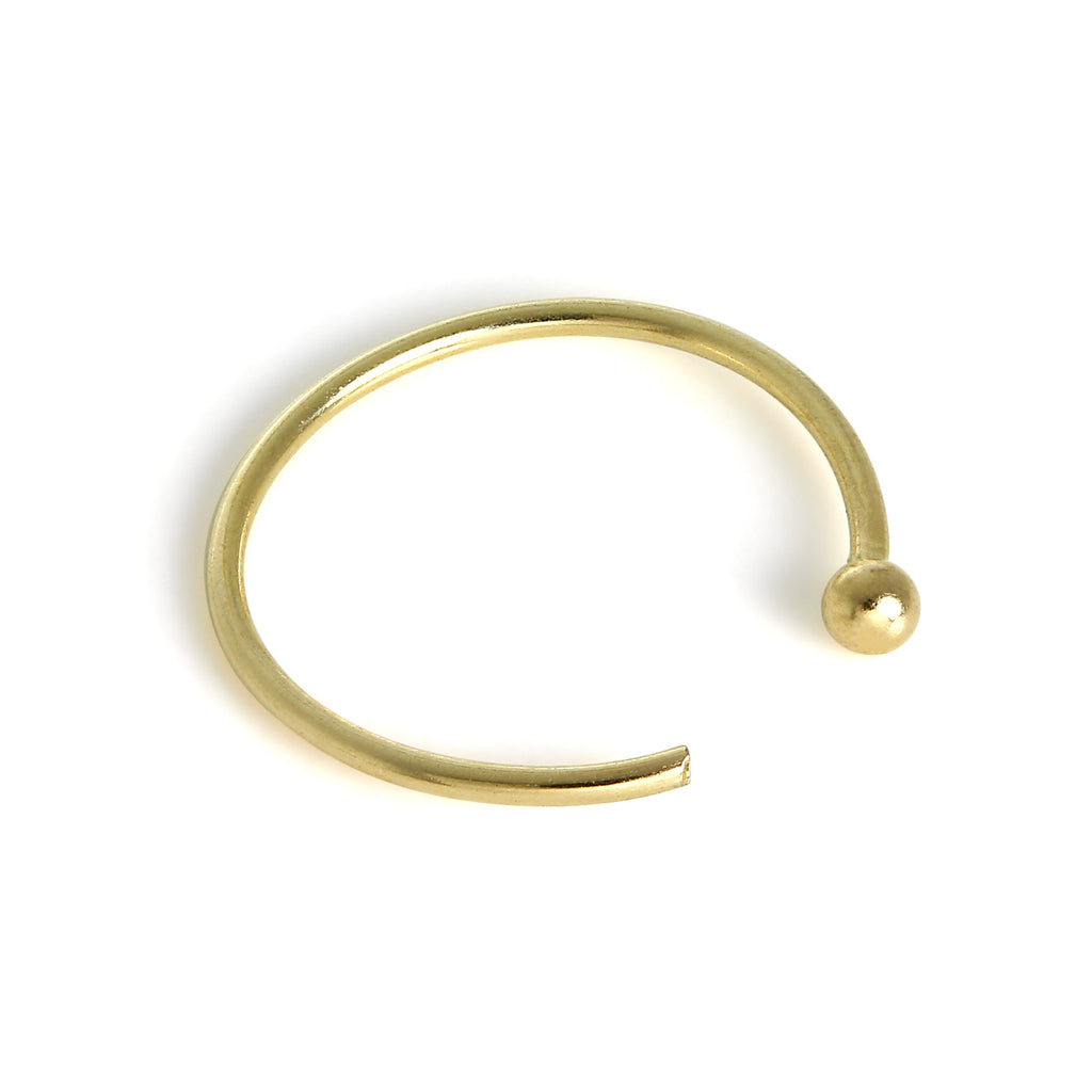 9ct Gold 1mm Ball End Open Nose Hoop Ring