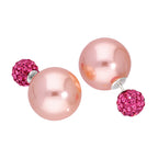 Sterling Silver Double Sided Pearl & CZ Stud Earrings Cream White Peach Grey