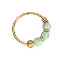 9ct Gold & Coloured Opal Stone Nose Rings Jade Blue Green Pink Orange Purple