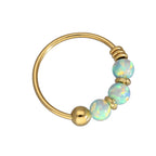 9ct Gold & Coloured Opal Stone Nose Rings Jade Blue Green Pink Orange Purple