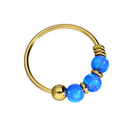 9ct Gold & Coloured Opal Stone Nose Rings Jade Blue Green Pink Orange Purple