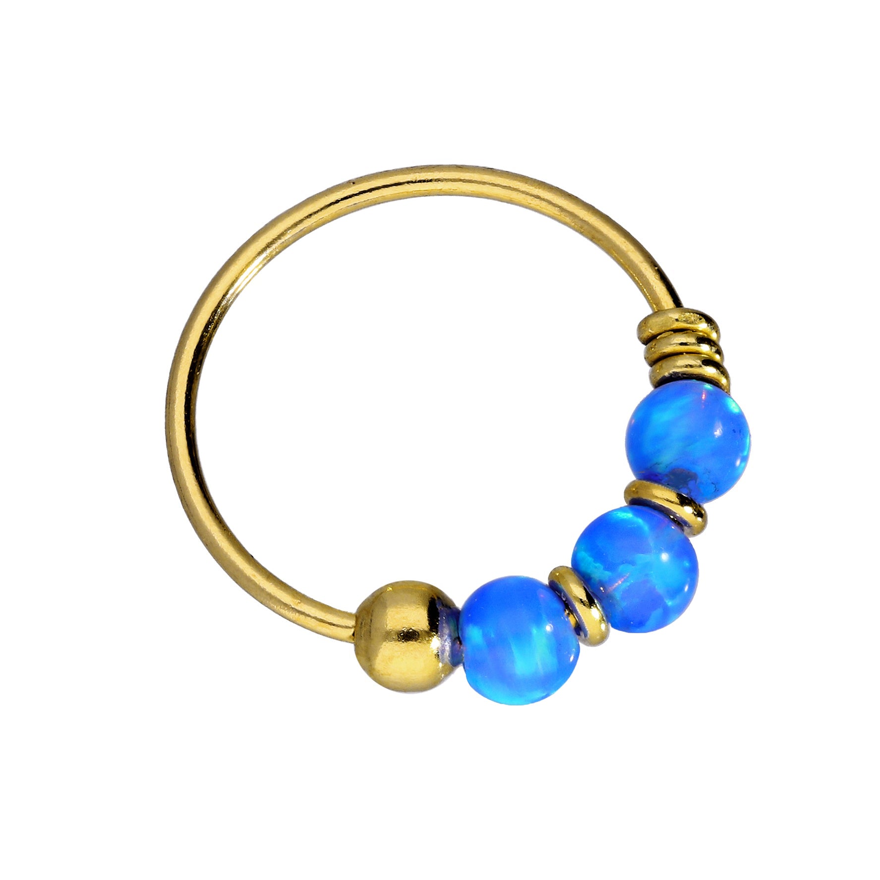9ct Gold & Coloured Opal Stone Nose Rings Jade Blue Green Pink Orange Purple