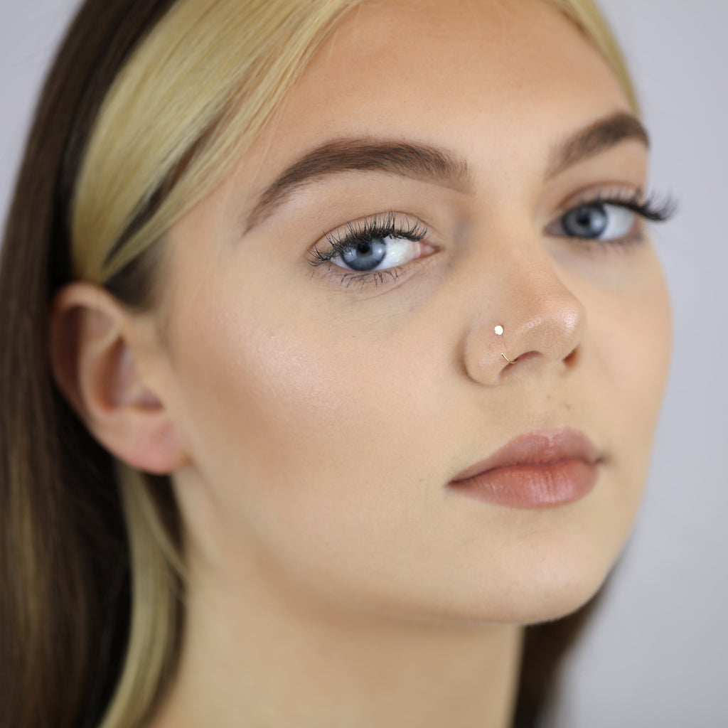 9ct Yellow Gold Flat Disc Open Hoop 9mm 22Ga Nose Ring