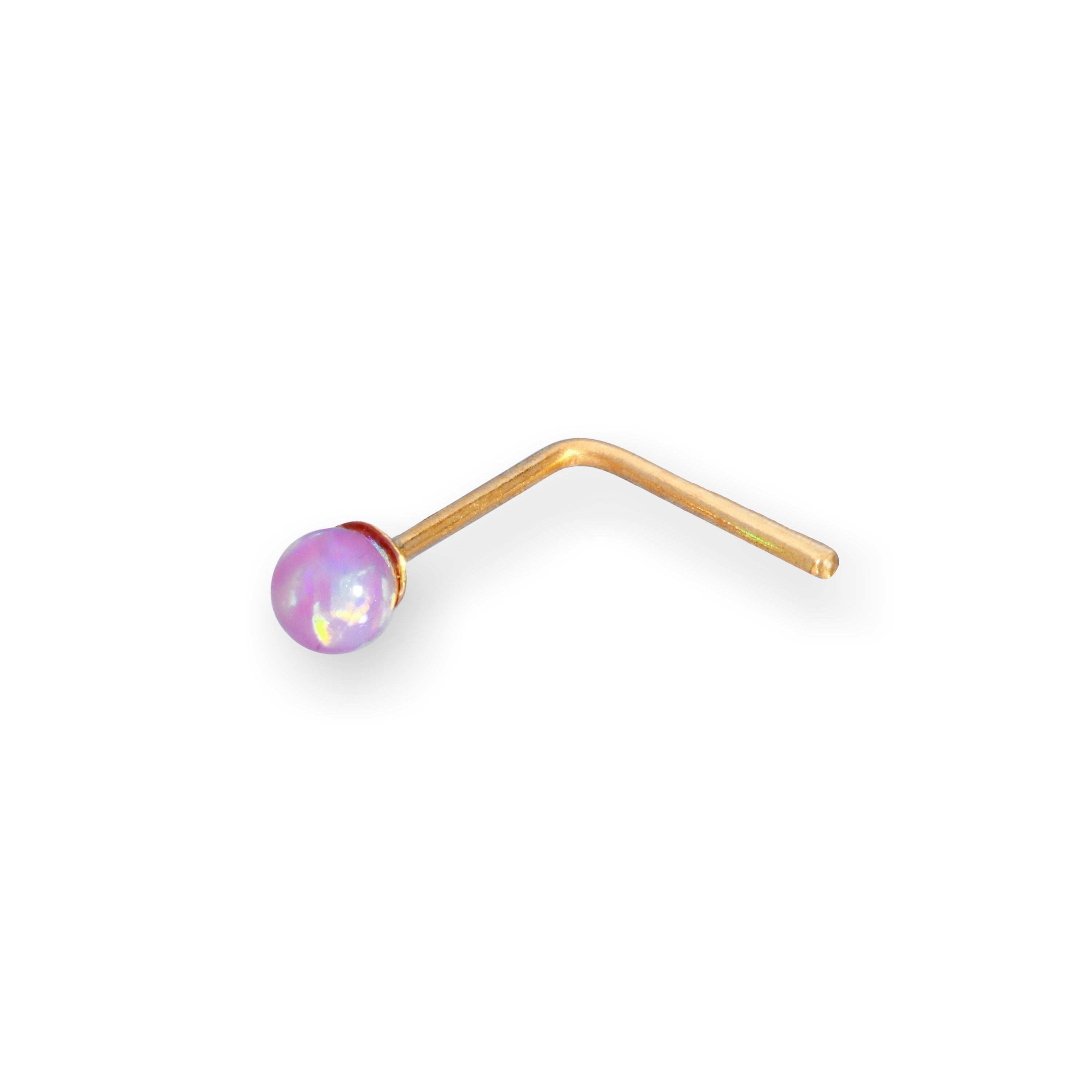 9ct Gold 2.5mm Coloured Opal Stone Nose Studs