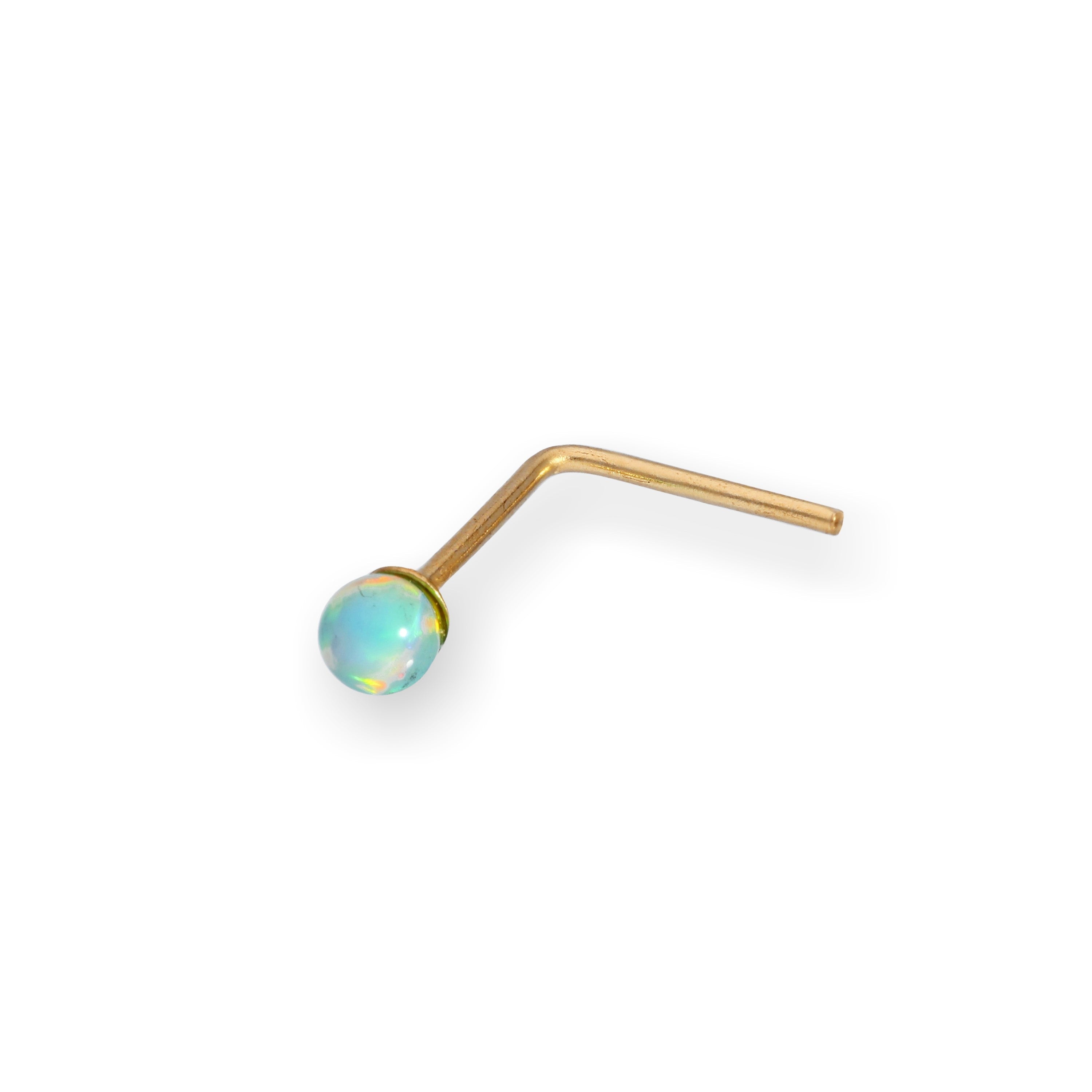 9ct Gold 2.5mm Coloured Opal Stone Nose Studs