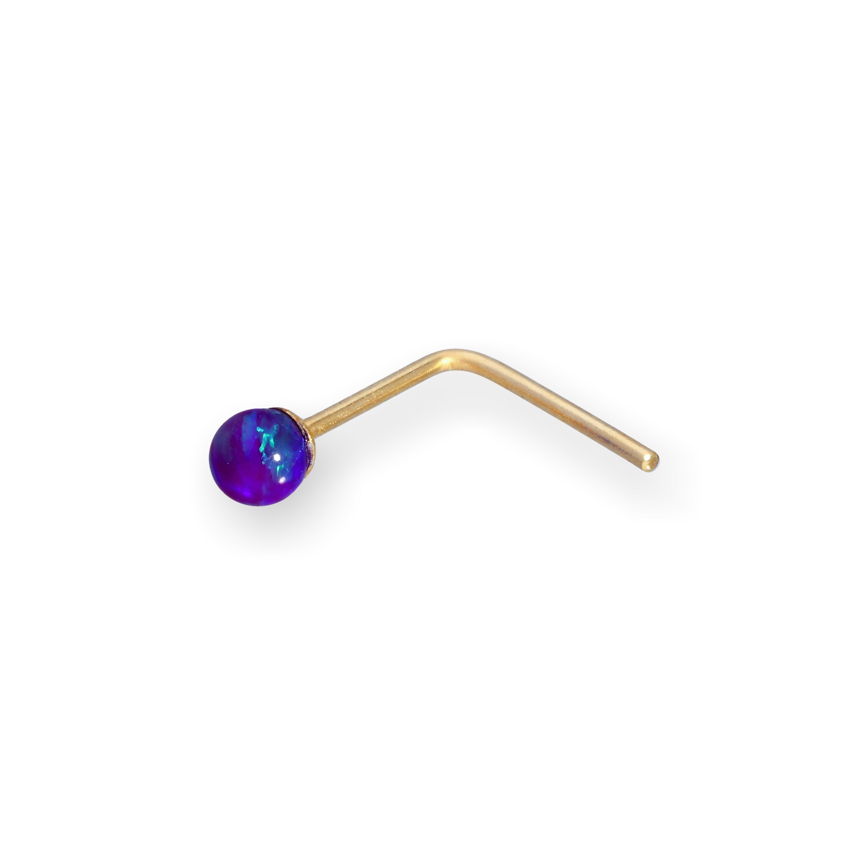 9ct Gold 2.5mm Coloured Opal Stone Nose Studs