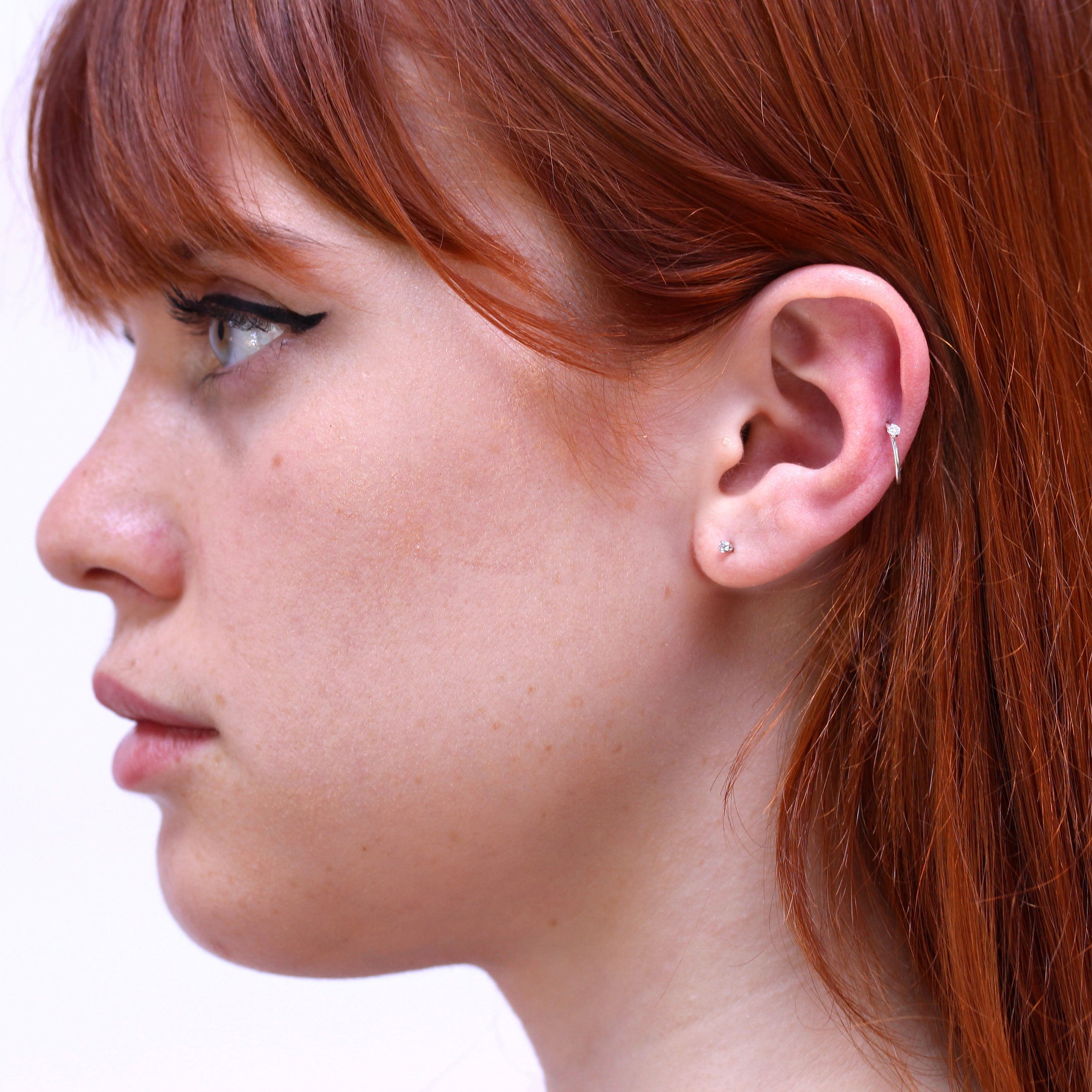 Sterling Silver 4 Claw Set Jewelled 20Ga Nose and Ear Tragus Ring