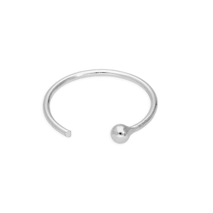 Sterling Silver 23Ga Open Hoop Nose Ring Ball 9mm