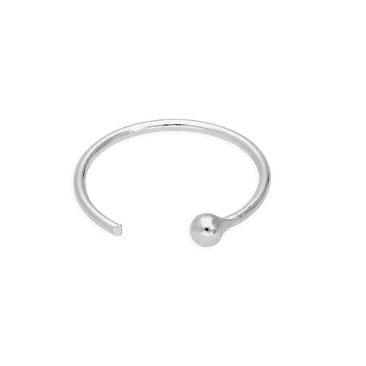 Sterling Silver 23Ga Open Hoop Nose Ring Ball 9mm