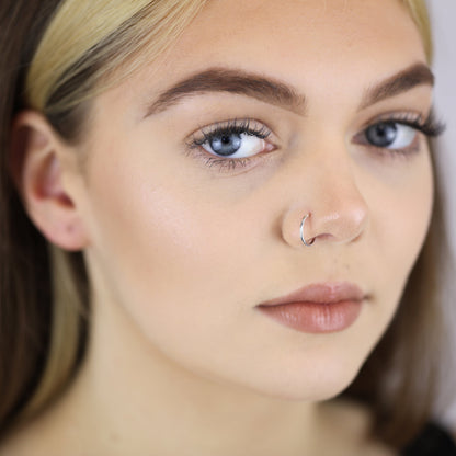 Sterling Silver 24Ga Segment Hoop Nose Ring 12mm