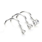9ct White Gold Cubic Zirconia Crystal Nose Screw Hook