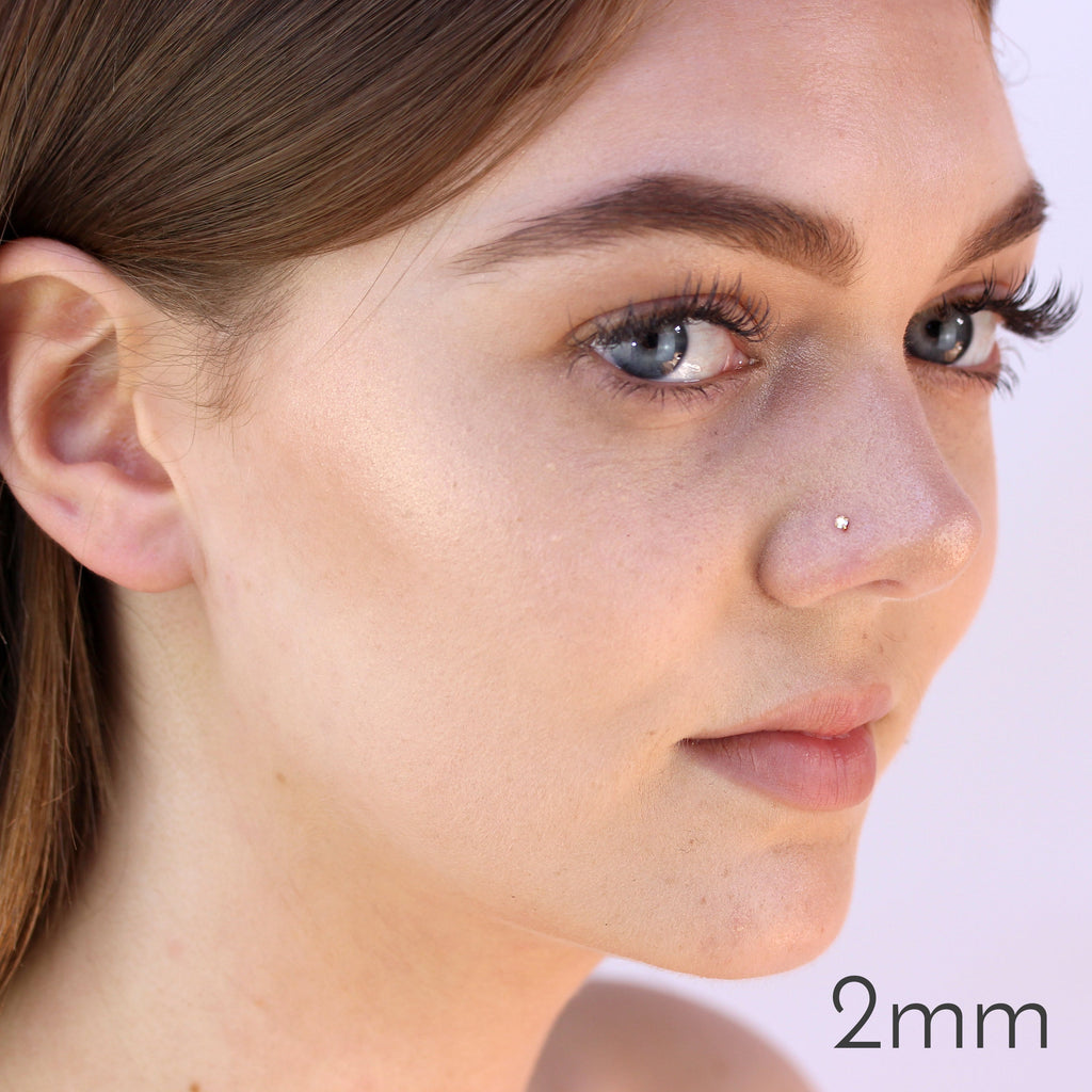 9ct Yellow Gold Cubic Zirconia Crystal Nose Screw Hook
