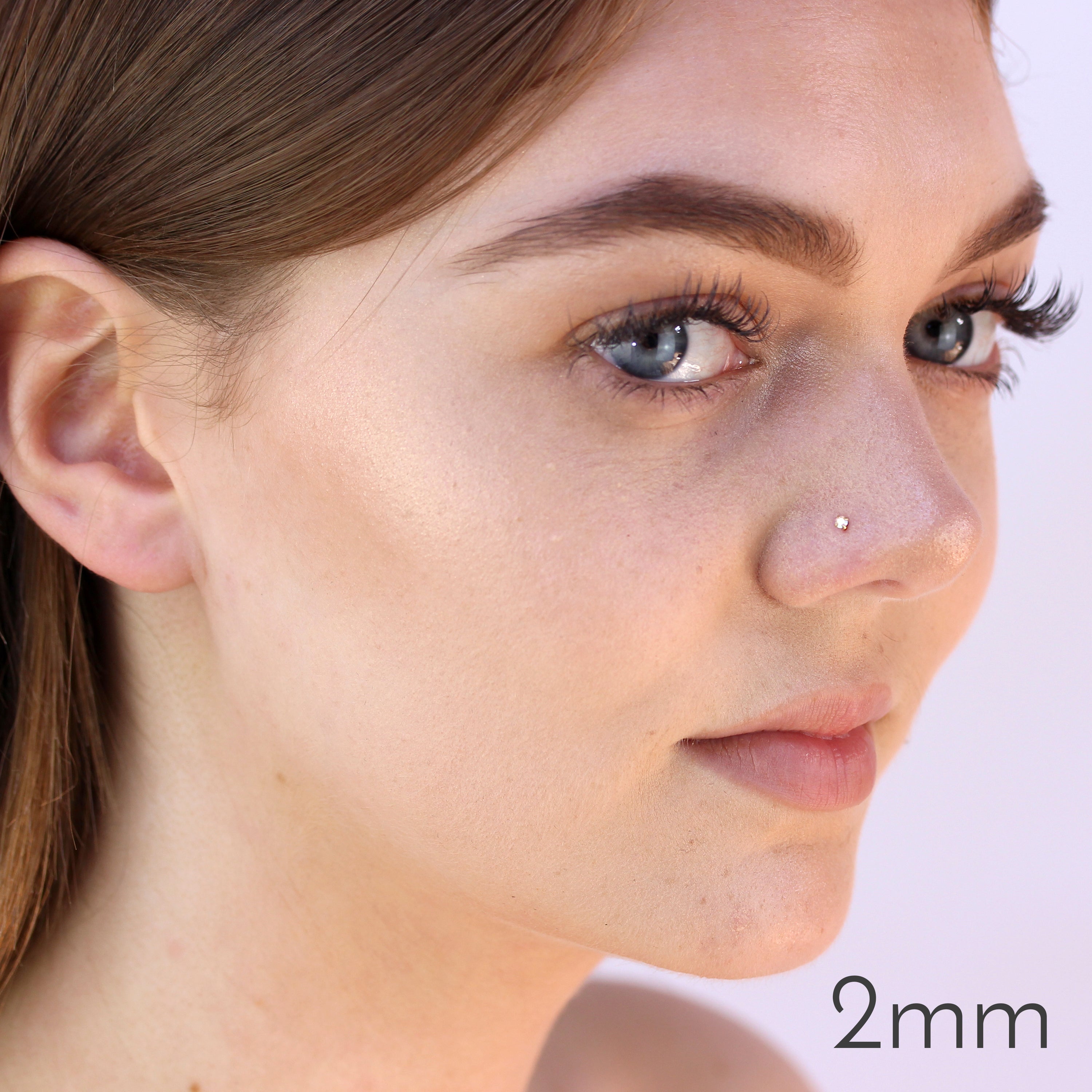 9ct Yellow Gold Cubic Zirconia Crystal Nose Screw Hook