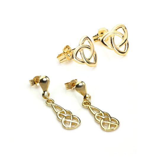 9ct Gold Celtic Knot Earrings Set