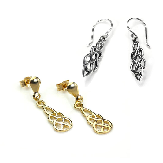 Sterling Silver & 9ct Gold Celtic Knot Earrings Set