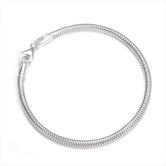 Sterling Silver 3mm Snake Bracelet - 7.5 Inches