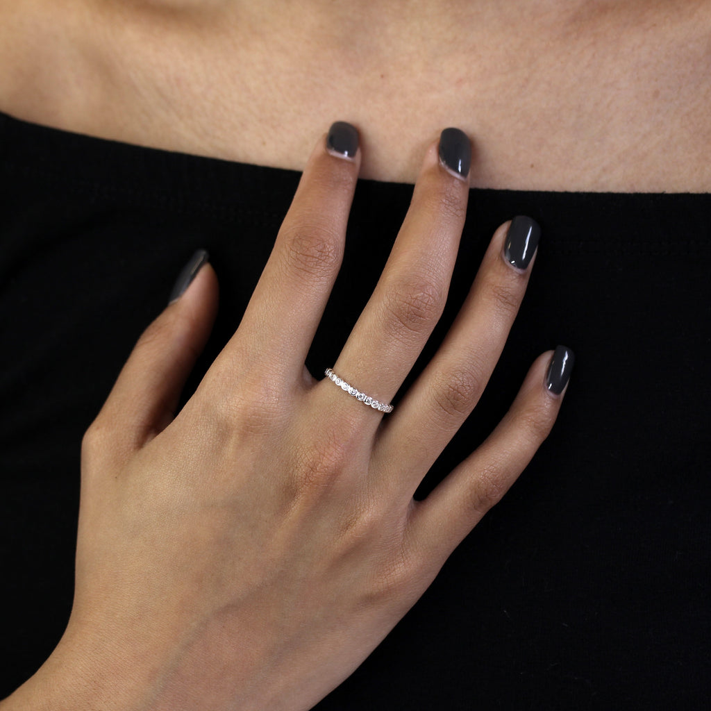 Sterling Silver Half Eternity with Dots Ring - Size I - W