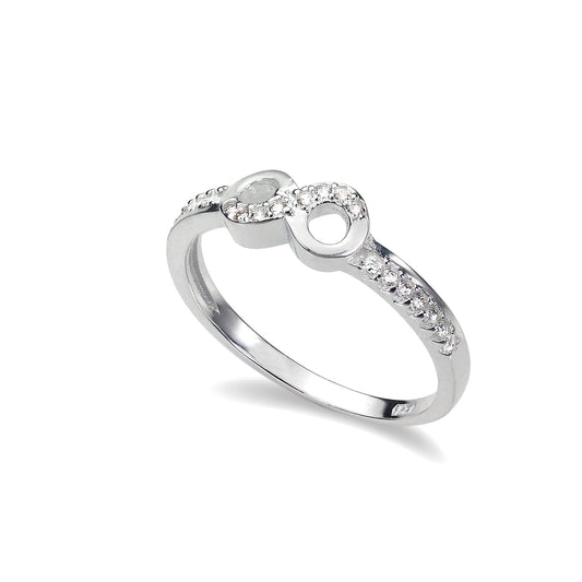 Sterling Silver CZ Crystal Eternity Infinity Ring - UK Size I-W