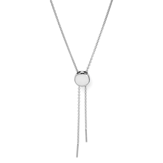 9ct Rhodium Plated White Gold Adjustable Necklace w Max Length 26 Inches