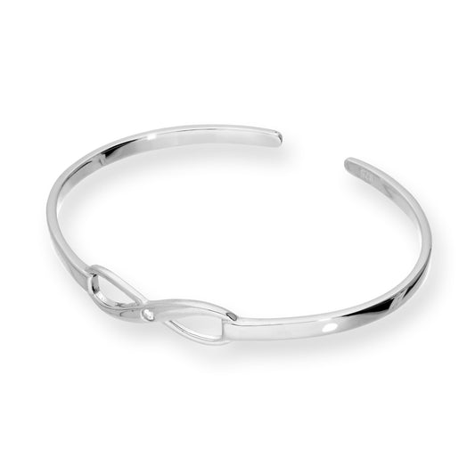 Sterling Silver & Clear CZ Crystal Infinity Bangle