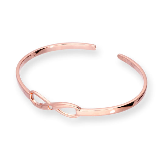 Rose Gold Plated Sterling Silver & Clear CZ Crystal Infinity Bangle