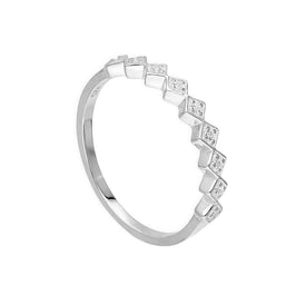 Sterling Silver & Clear CZ Crystal Squares Half Eternity Ring Sizes H - V