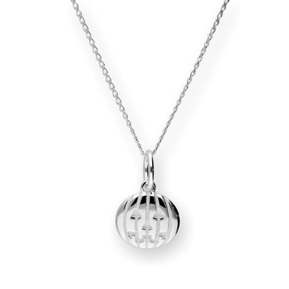 Sterling Silver Halloween Pumpkin Pendant Necklace 14 - 22 Inches