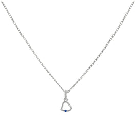 Sterling Silver & Sapphire CZ Crystal Heart Pendant Necklace 14 - 22 Inches