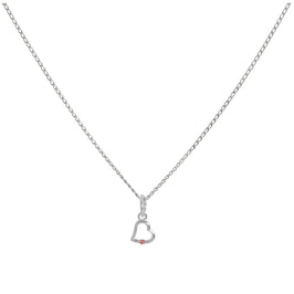 Sterling Silver & Tourmaline CZ Crystal Heart Pendant Necklace 14 - 22 Inches