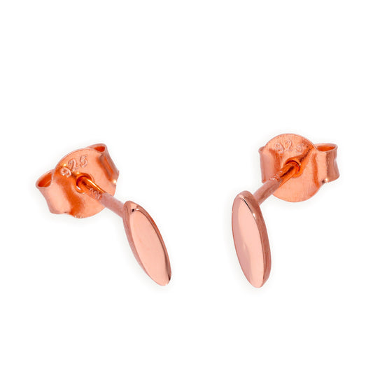 Rose Gold Plated Sterling Silver Oval Stud Earrings